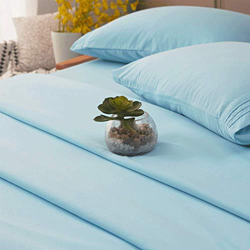 Image of SONORO KATE Bed Sheet Set Super Soft Microfiber 1800 Series Luxury Egyptian Sheets 16-Inch Deep Pocket,Wrinkle and Hypoallergenic-4 Piece (Spa Blue, Full)