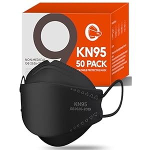 KN95 Face Masks 50 Pack for Adults, Breathable and Comfortable KN95 Mask Disposable, Filter Efficiency≥95%, Black