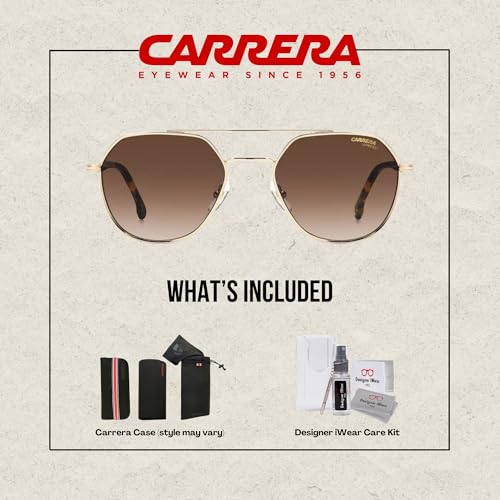 Carrera CA303/S 06J 53MM Gold Havana/HA Brown Shaded Sunglasses for Men for Women + BUNDLE With Designer iWear Complimentary Eyewear Kit2