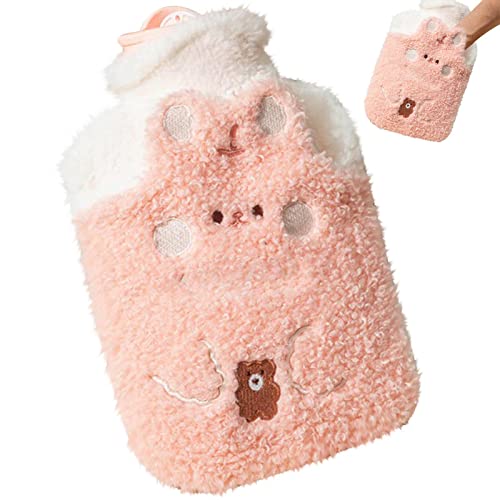 Tiandeng Bolsa de Agua Caliente de Lana, Botella de Agua Caliente Resistente a Las explosiones con Fundas de vellón de Felpa, Botella de Agua Caliente para el hogar, la Oficina, el Dormitorio