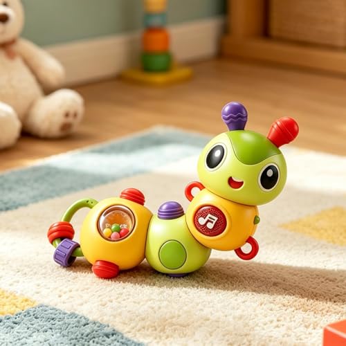 Juguetes musicales para niños con mordedor calmante y giro flexible 3