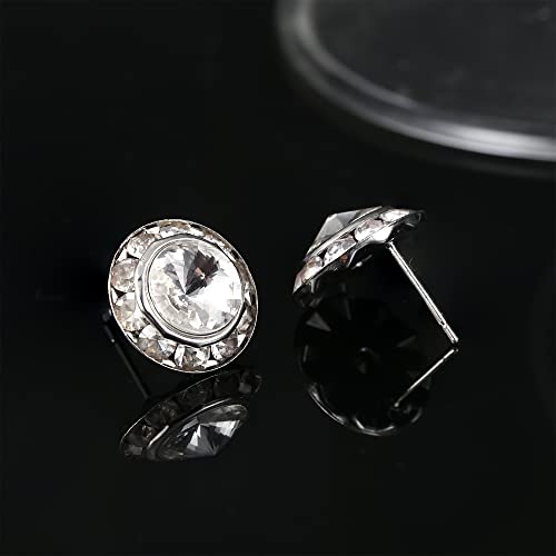 BESTEEL Rhinestone Earrings Round Shaped Acrylic Stone Inside Crystal Halo Stud Earrings for Dance Competitions Stage Opera Performance Wedding Party Earrings Jewelry 15mm4