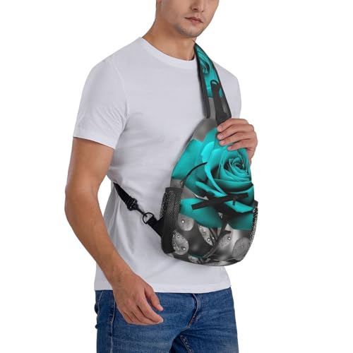 Mochila Sling Crossbody Negra con Diseño Floral miniatura 7