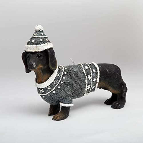 SHATCHI 12 cm bassotto Wiener Dog Figurine Candele Decorazione Estetica Carino A Forma di Cane Decorazioni Da Tavola Natale Decorazione Candela Decorativa Regalo per Amanti Animali, Nero