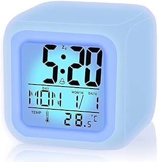 LANKOER Kids Alarm Clock, Digital Alarm Clocks with Snooze, 7 Color Night Light Alarm Clock for Kids, Wake Up Bedside Clock Birthday Gifts for Toddler, Children Boys and Girls, Batteries Operated