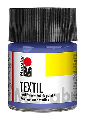 Marabu 17160005035 - Textil Stoffmalfarbe für helle Stoffe, Flieder 50 ml, Druckfarbe auf Wasserbasis, waschbeständig bis 60°C, Fixierung durch Bügeln o. Backofen