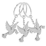 HOMSFOU 3 Stück Dekorative Metall Tauben Schlüsselanhänger aus Zinklegierung Leichter Schlüsselring mit Anhänger für Handtasche und Schlüsselbund Festliche Schlüsselanhänger Dekoration