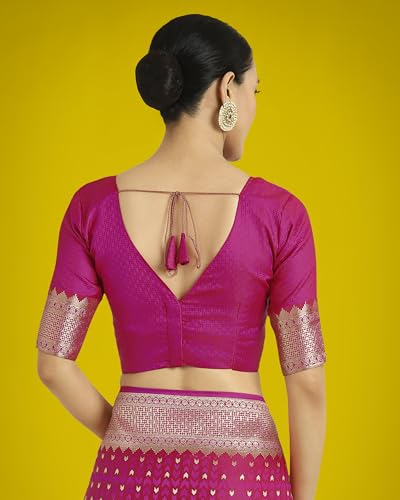 Monjolika Fashion rani pink banarasi silk saree – image 7