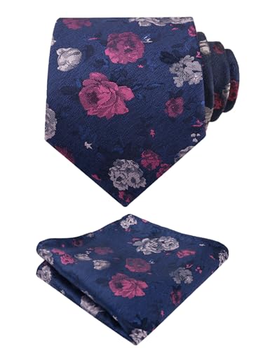 Image of Alizeal Mens 3.15'' Colorful Flower Pattern and handkerchief Necktie Set