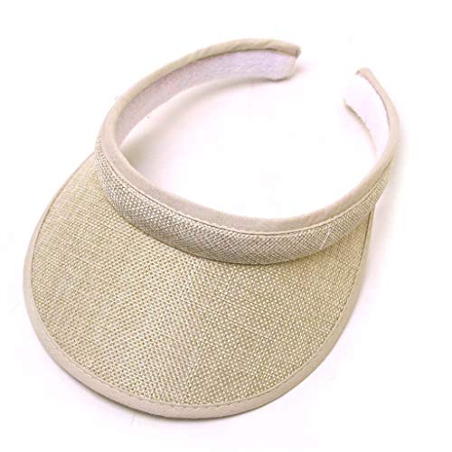 Ultralight Visor with Twill - Visors for Women Sun Sports Visor Men 100% Cotton One Size Cap Hat Sun Visor Hat - Moisture Wicking and Reflective Sports Visor Straw Summer Beach Hats (Beige)