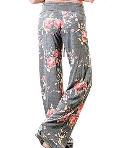 Image of NEWCOSPLAY Women's Comfy Pajama Pants Casual Drawstring Palazzo Lounge Wide Leg Pants