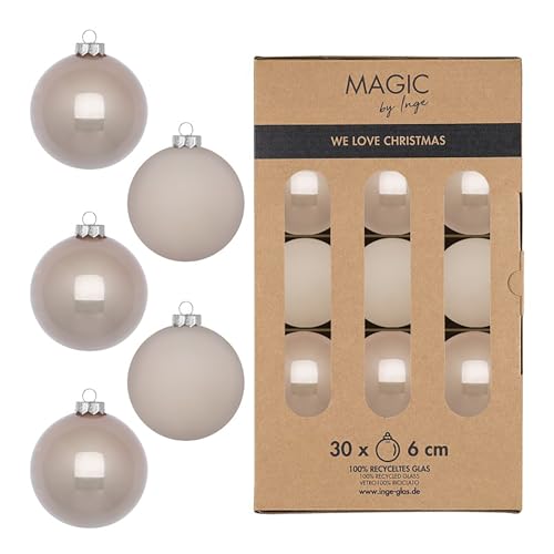 Weihnachtskugeln Glas 6cm 30 Stück - matt & glänzend - Christbaumkugeln Weihnachtsbaumkugeln für Weihnachten - Christbaumschmuck & Weihnachtsbaumschmuck - Fine Alabaster