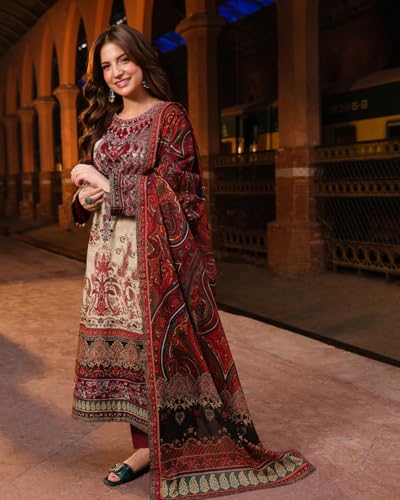 Image of ANNI Designer Women's Rayon Viscose Printed Straight Kurta Pant Set with Dupatta | Full Length Kurti | Bell Sleeve | Round Neck Ethnic Wear
