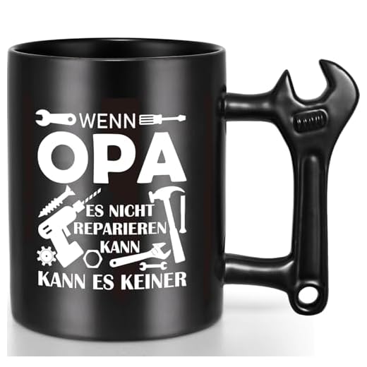 Vatertag Opa Geschenke tasse mit Schraubenschlüssel Griff Wenn Opa es nicht reparieren kann kann es keiner, Geschenke für Opa zum Geburtstag Weihnachten Valentinstag Ostern Vatertag von Enkel