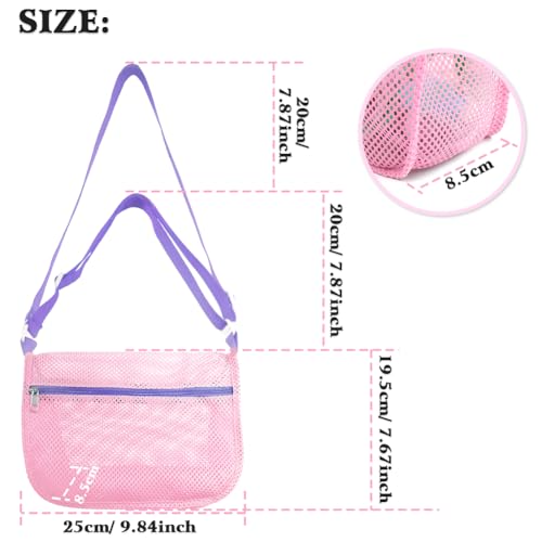 Image of Beach Mesh Shovel and Shell Bag Set, Shark Tooth Sifter Dipper with Mesh Beach Bags for Shell Collecting, Kids Sand Filter Scooper Toys for Toddlers Shelling Picking Up (Red)