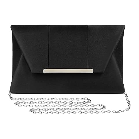 Mulian LilY M212 Evening Clutch Purse Prom Party Envelope Bag Elegant Formal Wedding Envelope Handbag Black Cover