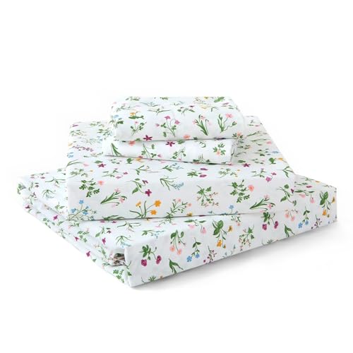 Image of MUXHOMO Full Size 4 Piece Sheet Set, Soft Breathable Bed Sheet Set for Bedroom with Deep Pocket Up to 16 inch, Wrinkle-Free & Cooling Bedding for Oeko-TEX Certified - Wildflower Green