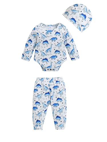 Renotemy Newborn Baby Boy Clothes Essentials 11-Piece Layette Set with Bodysuits, Pants, Hats, Blanket-Infant Unisex Outfit2