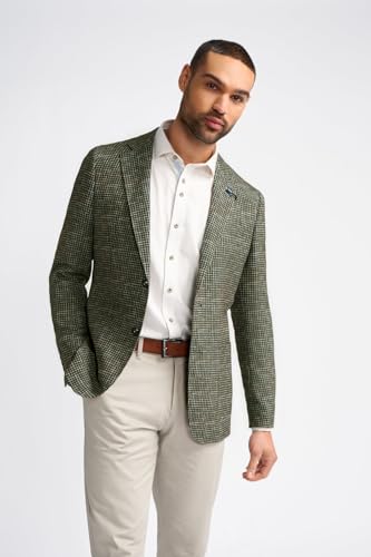 Men’s and Boys Tweed Houndstooth Green Blazer, Father-Son Attire for Formal Occasions3