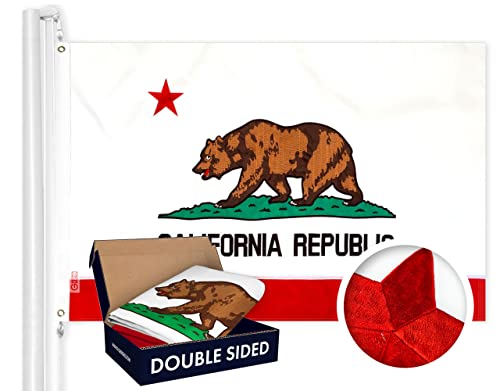 G128 California State Flag | 3x5 Ft | Double ToughWeave Series Double Sided Embroidered 210D Polyester | Embroidered Design Indoor/Outdoor Brass Grommets Heavy Duty 3-ply