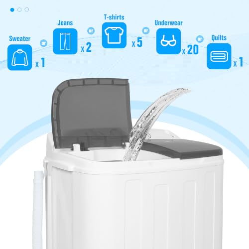 Image of Portable Washing Machine,18 lbs Capacity,Washer and Dryer Combo Machine for Homes & Apartments,Twin Tub Laundry Washer with Spin Cycle, GREY