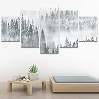 SIGNWIN 5 Panel Canvas Wall Art Modern Art Expressive Forest Multicolor Photography Romantics Scenic for Home Decorations Ready to Hang - 60
