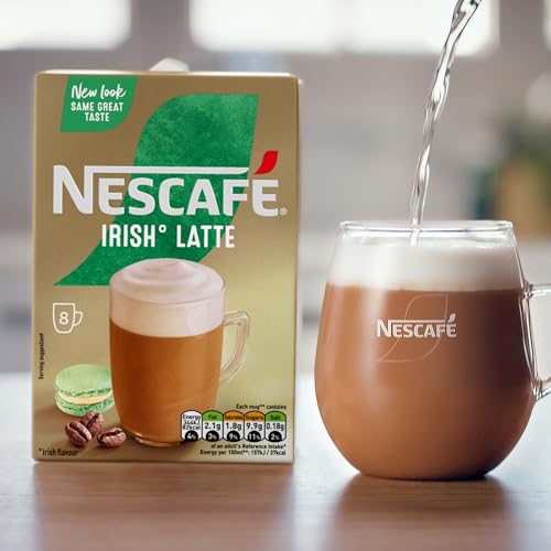 NESCAFÉ Irish Latte Instant Coffee 8 x 19.8g Sachets, 100% Responsibly Sourced Coffee (Pack of 6)