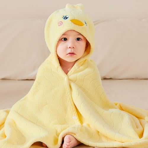 Bebamour Baby Wearable Hooded Towel for Boys & Girls, 25"x 25", 0-6 Years, White Chicken - Image 7
