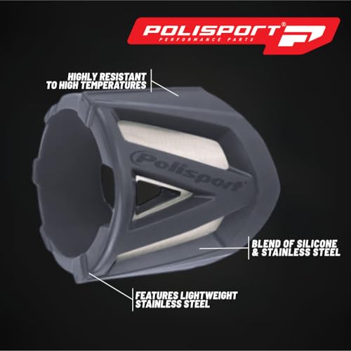 Polisport 8484000006 - Protezione Marmitta Resistente Versione Grande 34-40Cm Universale Realizzata In Acciaio Inox Leggero E Silicone A Colori Grigio Nardo - 7