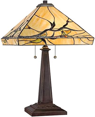 Budding Branch 24" High Bronze Table Lamp Tiffany-Style Art Glass Antique