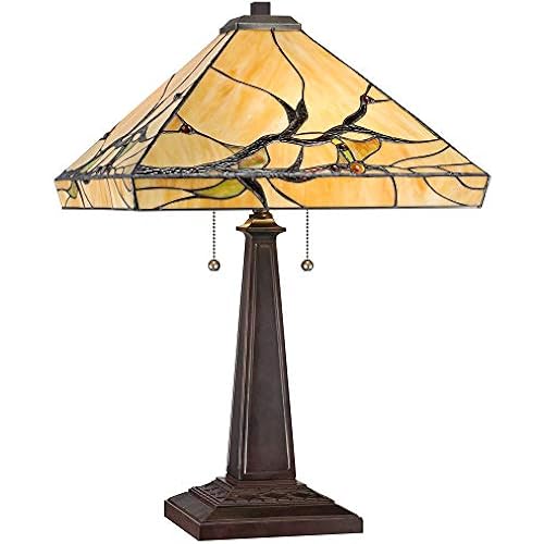 Budding Branch 24" High Bronze Table Lamp Tiffany-Style Art Glass Antique