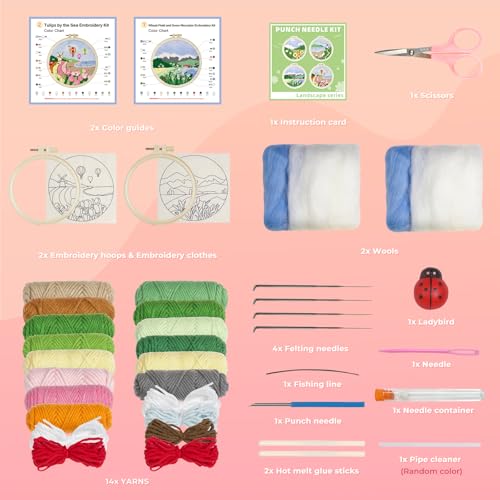 Image of Gipony Embroidery kit for Beginners,Punch Needle Kits Adults Beginner,Punch Needle kit for Beginners, Includes All Tools and Materials,Easy to Follow Instructions and Videos(Landscape)