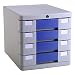 Produktbild Flacher Aktenschrank Schreibtisch ablagesystem 4 Schubladen mit Schloss Aktenschrank aus Kunststoff - Blau 28.2X36.5X28.5cm