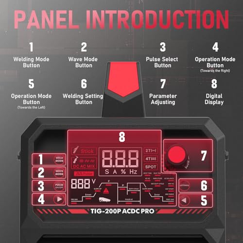 Image of YESWELDER 200A AC /DC Aluminum Tig Welder with Pulse Large LED Display, Digital Inverter STICK /TIG 110 /220V Dual Voltage TIG Welding Machine TIG-200P ACDC