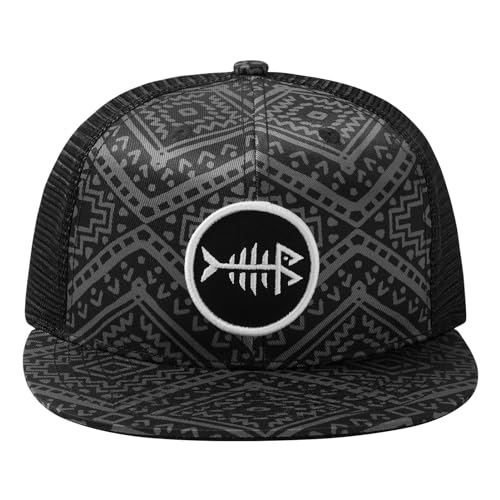 Image of BASSDASH Flat Brim Trucker Cap Adjustable Snapback Hat Mesh Back for Men Women