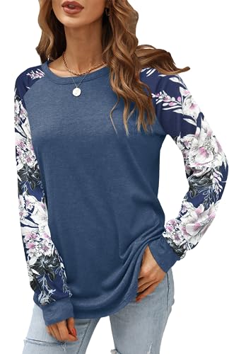 Image of Aifer Womens Long Sleeve Shirts Crew Neck Pullover Sweatshirt Pattern Raglan Casual Tunic Tops