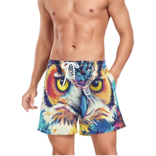Traje de baño de hombre quick dry con estampado original de búho 4