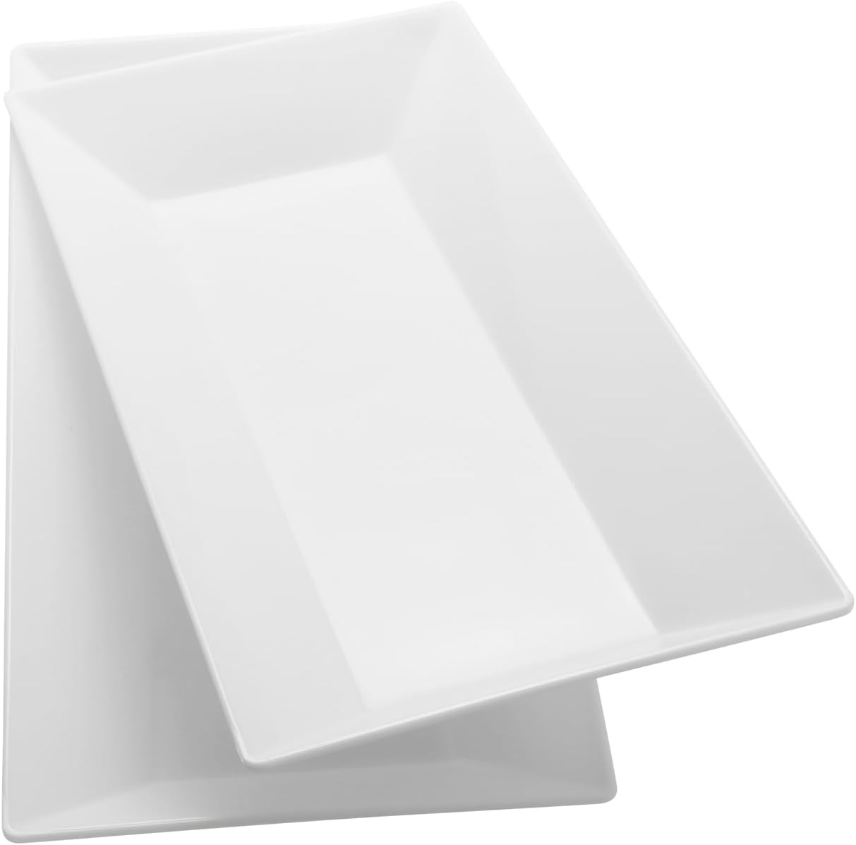 Plastic Serving Trays for Parties, Reusable White Serving