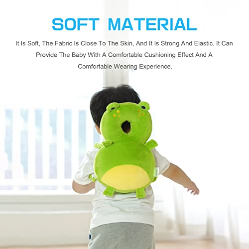 JEJA Baby Head Protector Backpack and Baby Knee Pads for Crawling Adjustable Head Back Protection Safety Pads Toddler Walking, Frog - Image 2