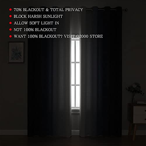 Image of G2000 Blackout Curtains & Drapes for Bedroom Living Room 95 Inches Long Navy Blue and Greyish White Room Darkening Window Treatments Ombre Thermal Insulated Light Blocking Grommet Backdrop 2 Panels