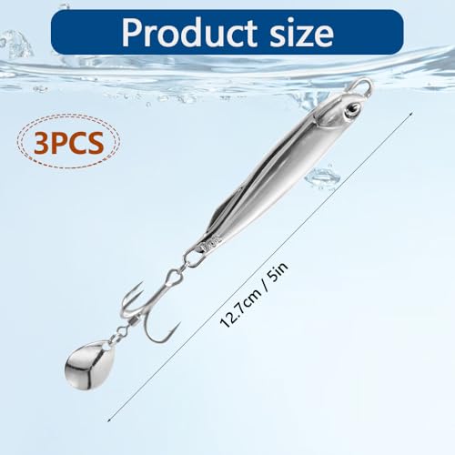 Aoyswuz 3 Pcs Sea Fishing Lures Zinc Alloy Three hooks Casting Lures, 30g Jigs Fishing Spoons for Saltwater or Freshwater Fish - Image 2