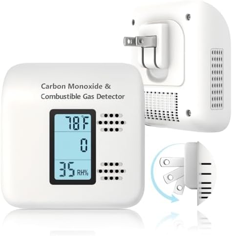Travel Carbon Monoxide Detectors Plug in Design-4in1, Gas Leak De...