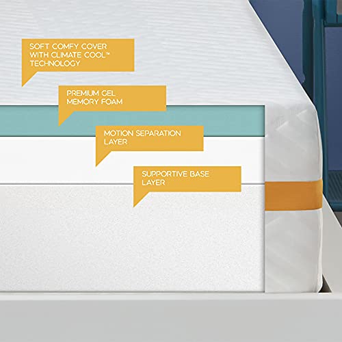 Simmons - Gel Memory Foam Mattress - 12 Inch, Queen Size, Plush Feel, Motion Isolating, Moisture Wicking Cover, Certipur-Us Certified, 100-Night Trial #TOP2
