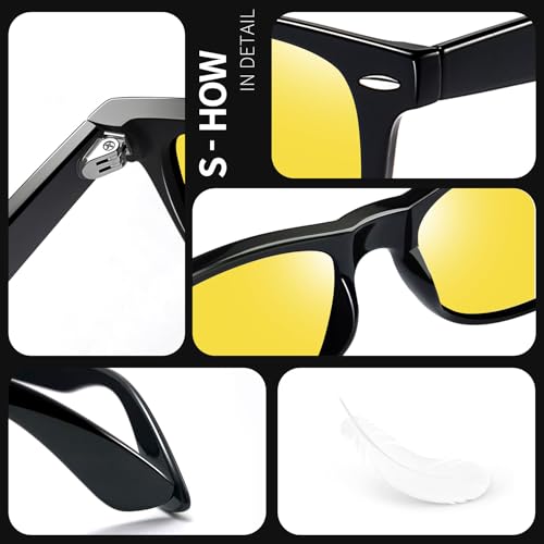 Image of Joopin Square Sunglasses Polarized UV400 Designer Sun Glasses Men Women | Oversized, Plastic Frame, Retro, Vintage, Unisex, Trendy Shades for Driving, Party, Fishing, Business, Costume