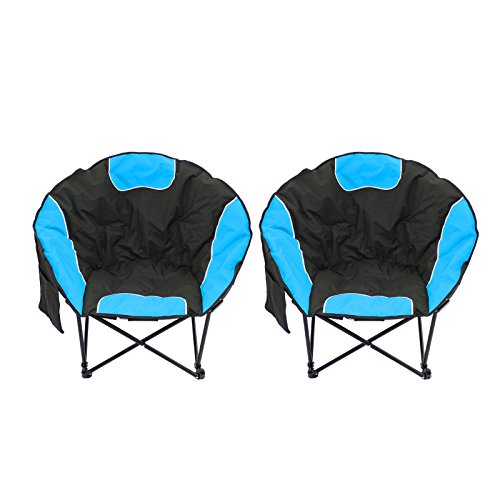 Magshion Folding Padded Round Camping Beach Chair with Storage & Carry Bag Set