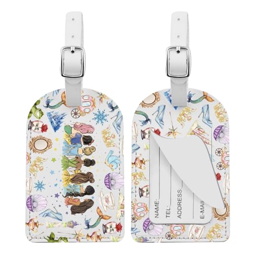 MAOFAED Cartoon Princess Luggage Tag for Fans Princess Friends Aesthetic Suitcase Tag for Travel Trip Vacation (7Princess)