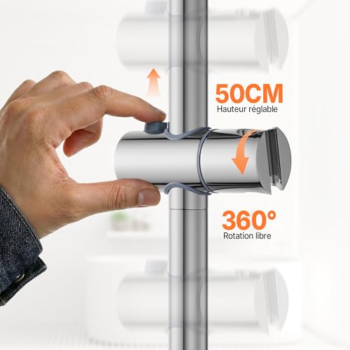 Barre de douche coulissante 68 cm chromée 360° MORADO
