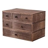 MEUBLE DE RANGEMENT POLYVALENT : Le coffre de rangement en bois, solide et élégant, est empilable et fonctionnel pour les documents, le tri des fichiers papier, l'organisation des cosmétiques, le rangement des accessoires de bureau tels que cartes, stylos, crayons, crayons de couleur, gommes, trombones, ciseaux, coupe-papier, etc., ainsi que pour trier vos pinceaux de maquillage, vernis à ongles, rouges à lèvres et autres petits objets personnels.