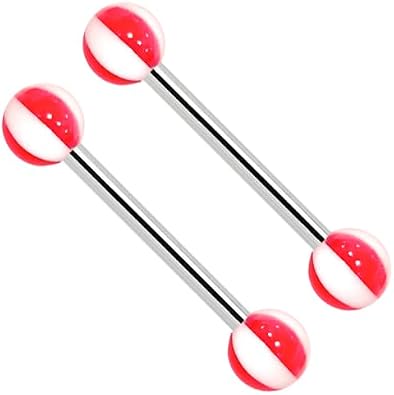 2PCS IMPLANT GRADE F136 Titanium 14G Straight Barbell Glow In The Dark UV Acrylic Ball Ends Nipple Ring Tongue Piercing Jewelry 9/16 Inch 14mm