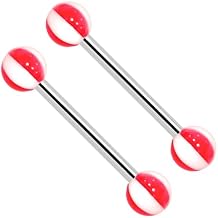 2PCS IMPLANT GRADE F136 Titanium 14G Straight Barbell Glow In The Dark UV Acrylic Ball Ends Nipple Ring Tongue Piercing Jewelry 9/16 Inch 14mm